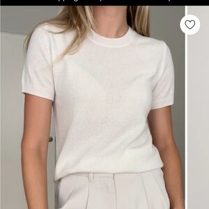 Quince Cashmere Cream Short Sleeve Sweater NEW